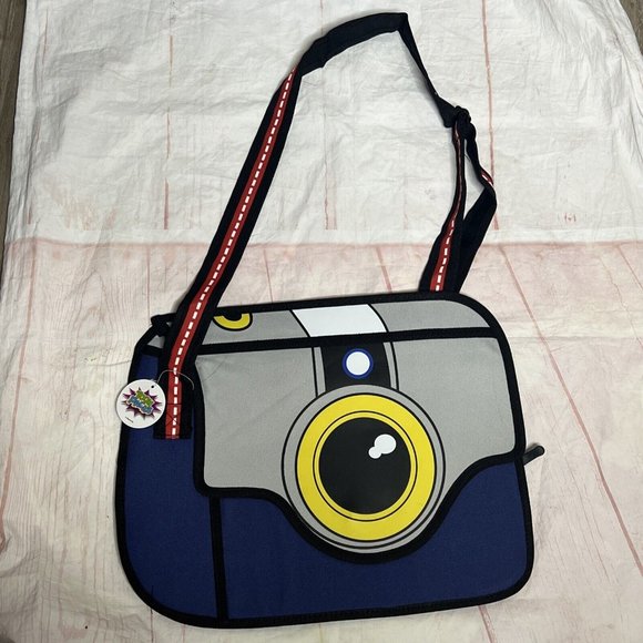 Charm Co Toonpacks Camera Shape Crossbody Bag Blue Grey New - Picture 3 of 13